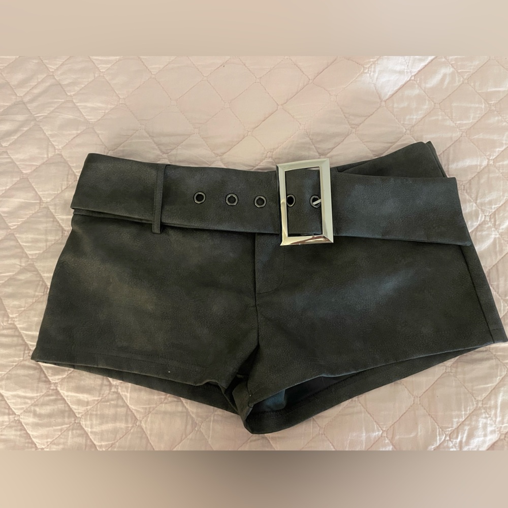 SHEIN Black Belted Suede-Look Shorts